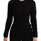 Elegant Black Silk Cashmere Cardigan
