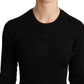 Elegant Black Silk Cashmere Cardigan