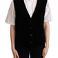 Elegant Sleeveless Black Leopard Print Vest