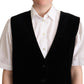 Elegant Sleeveless Black Leopard Print Vest