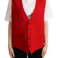 Elegant Red Virgin Wool Sleeveless Vest
