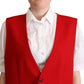 Elegant Red Virgin Wool Sleeveless Vest