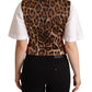 Elegant Red Leopard Print Waistcoat