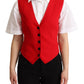 Elegant Red Leopard Print Sleeveless Vest