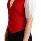 Elegant Red Leopard Print Sleeveless Vest