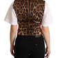 Elegant Red Leopard Print Sleeveless Vest