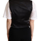 Elegant Black Silk Blend Waistcoat