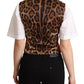 Red Brocade Leopard Print Waistcoat