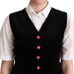 Elegant Black Velvet Sleeveless Waistcoat