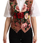 Pink Floral Print Velvet Sleeveless Vest