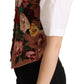 Pink Floral Print Velvet Sleeveless Vest