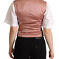 Pink Floral Print Velvet Sleeveless Vest
