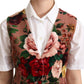 Pink Floral Print Velvet Sleeveless Vest