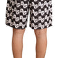 Elegant Black Swim Trunks with White Logo Print
