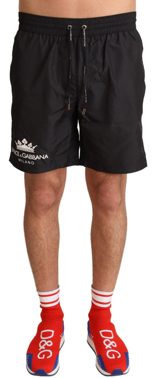 Elegant Crown Motive Swim Trunks