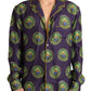 Exquisite Silk Casual Men's Shirt in Purple and Green