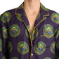 Exquisite Silk Casual Men's Shirt in Purple and Green