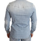 Elegant Denim Long Sleeve Embroidered Shirt