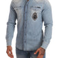 Elegant Denim Long Sleeve Embroidered Shirt