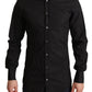 Elegant Slim Fit Black Cotton Dress Shirt