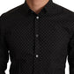Elegant Slim Fit Black Cotton Dress Shirt
