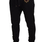 Elegant Black Sweatpants with Heart Patch