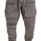 Elegant Gray Velvet Jogger Pants