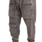 Elegant Gray Velvet Jogger Pants
