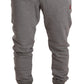 Elegant Gray Crown Embroidery Sweatpants