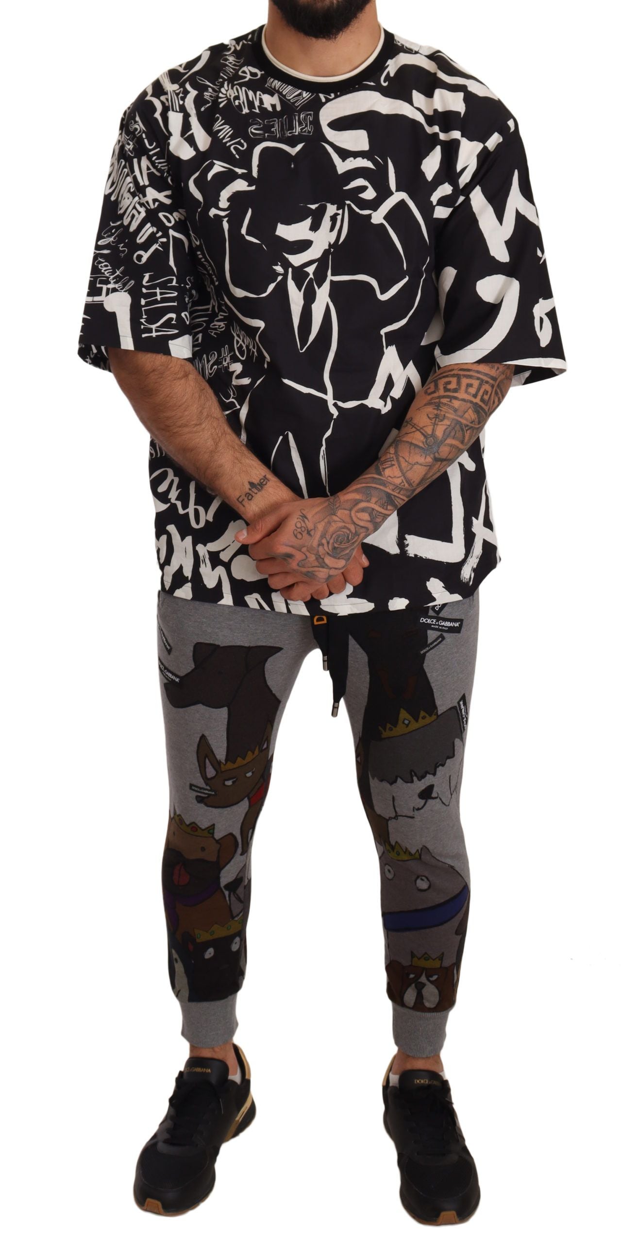 Elegant Canine Motif Sweatpants