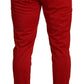 Elegant Red Casual Sweatpants with Logo Plaque