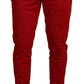Elegant Red Casual Sweatpants with Logo Plaque