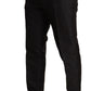 Elegant Slim Fit Black Brocade Dress Pants