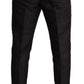 Elegant Slim Fit Black Brocade Dress Pants