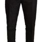 Elegant Slim Fit Black Brocade Dress Pants