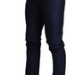 Elegant Navy Slim Fit Men's Wool Trousers