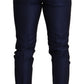 Elegant Navy Slim Fit Men's Wool Trousers