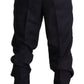Elegant Blue Linen Dress Trousers