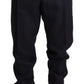 Elegant Blue Linen Dress Trousers