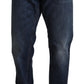 Elegant Straight Cut Dark Blue Denim Jeans