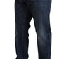 Elegant Straight Cut Dark Blue Denim Jeans