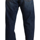 Elegant Straight Cut Dark Blue Denim Jeans
