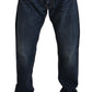 Elegant Straight Cut Dark Blue Denim Jeans