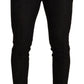 Elegant Black Floral Brocade Dress Pants