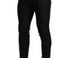 Elegant Black Floral Brocade Dress Pants