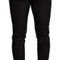 Elegant Black Floral Brocade Dress Pants