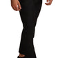 Elegant Black Floral Brocade Dress Pants
