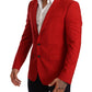 Exquisite Red Virgin Wool Two Button Blazer