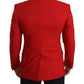 Exquisite Red Virgin Wool Two Button Blazer