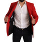 Exquisite Red Virgin Wool Two Button Blazer